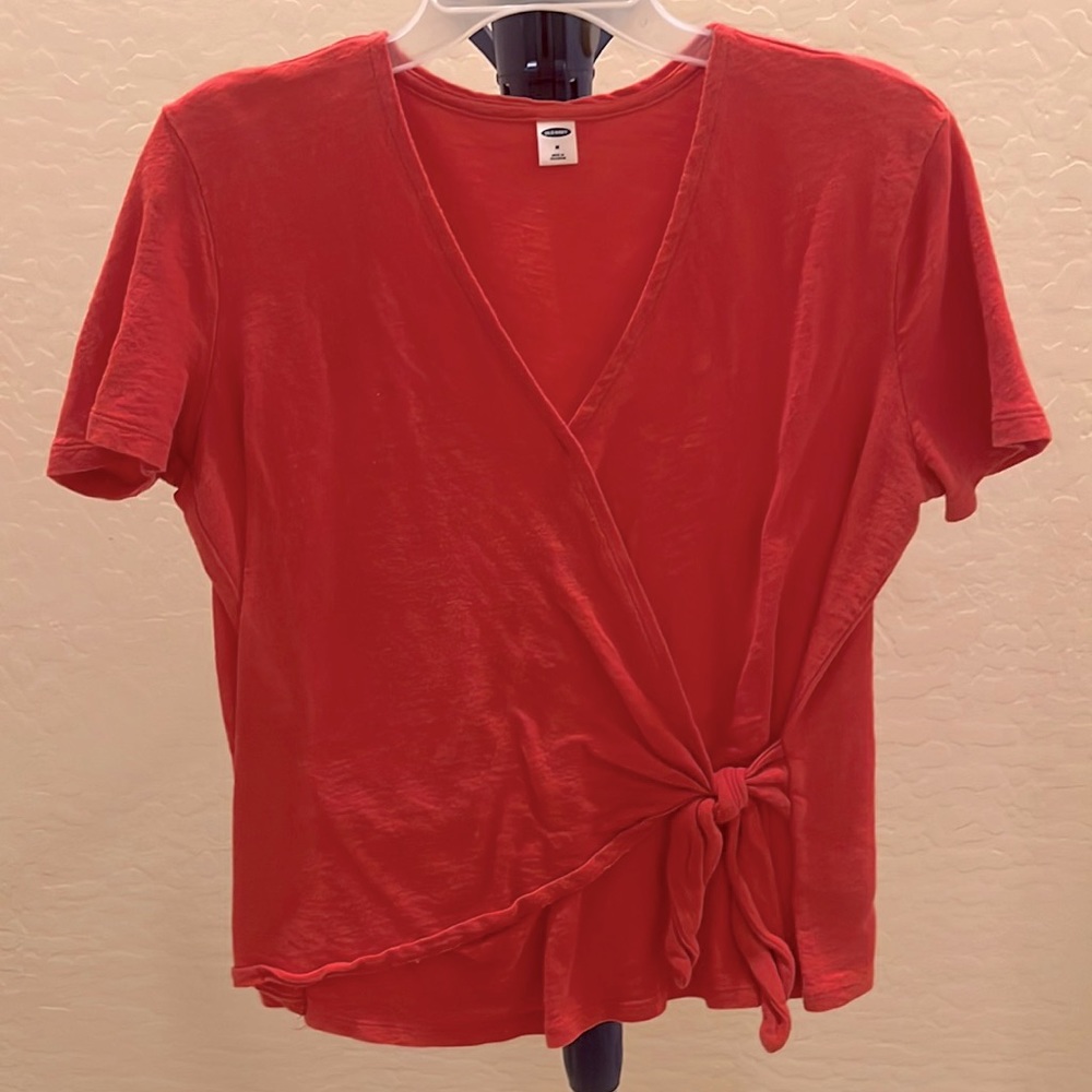 Old Navy Wrap Tie Coral Knit Top